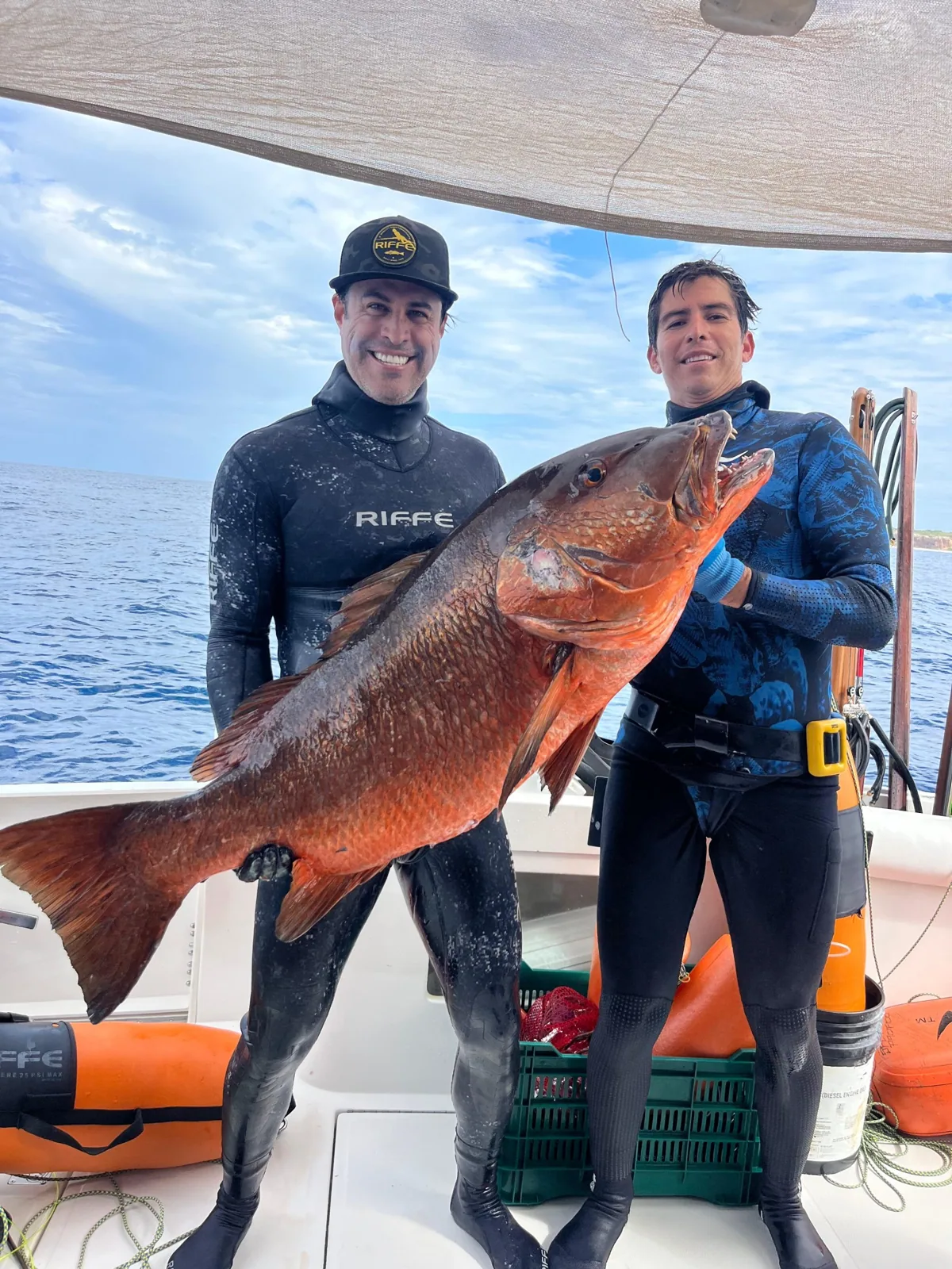 Blue water spearfishing at La Corbeteña offshore from Punta Mita