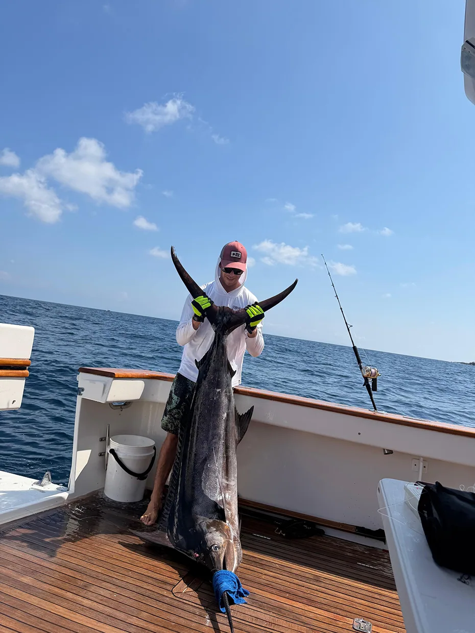 Sailfish raised near the transom offshore of Punta Mita