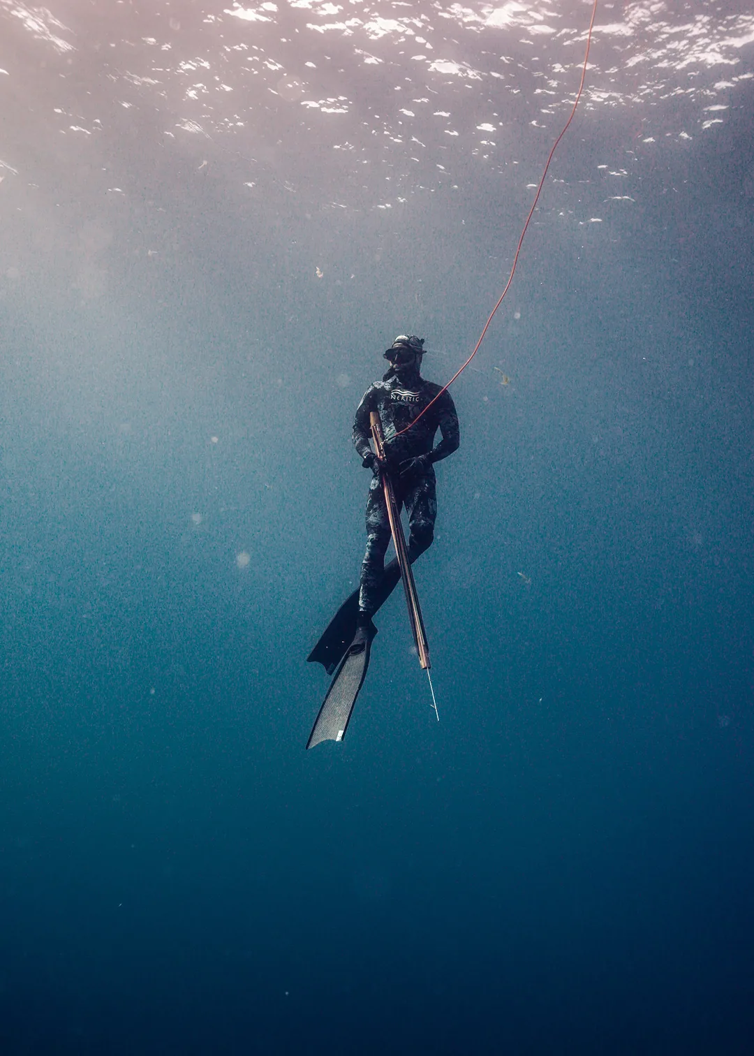 Guide watching the current before a blue water drift