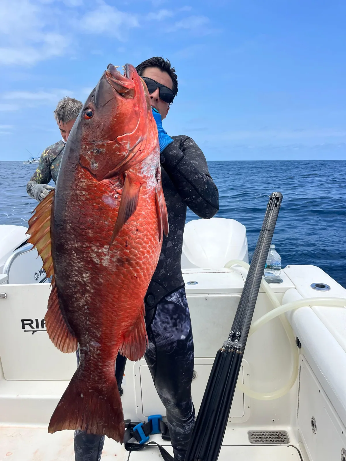 Day's catch laid out on the deck after a reef hunt