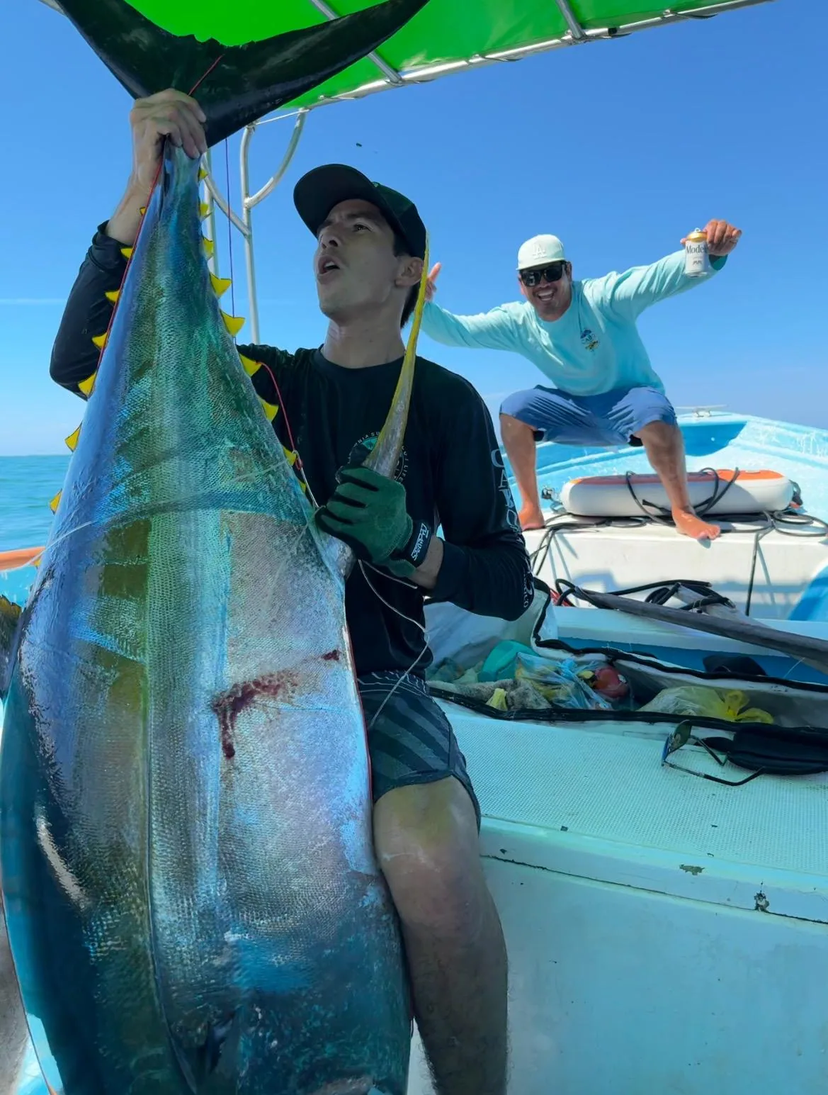Offshore crew fighting a marlin off La Corbeteña