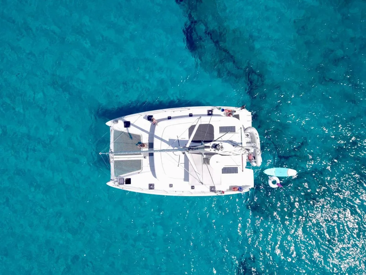 Forty-two-foot luxury catamaran anchored off Punta Mita